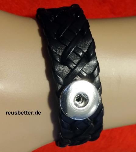 Runen / Futhark Vikings | Snap Lederarmband Schwarz | Glas Cabochon | Motiv Wahl